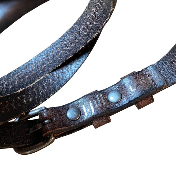 J. Jill - Brown Leather Thin Narrow Beaded Studded Embellished Belt - Size Large - Picture 4 of 5
